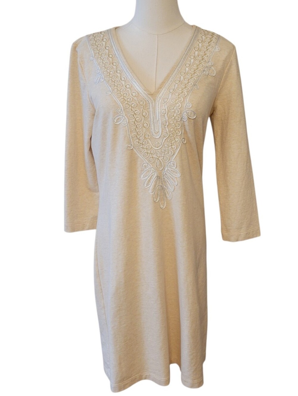 Lilly Pulitzer Cream Embroidered Shift Dress Size Medium